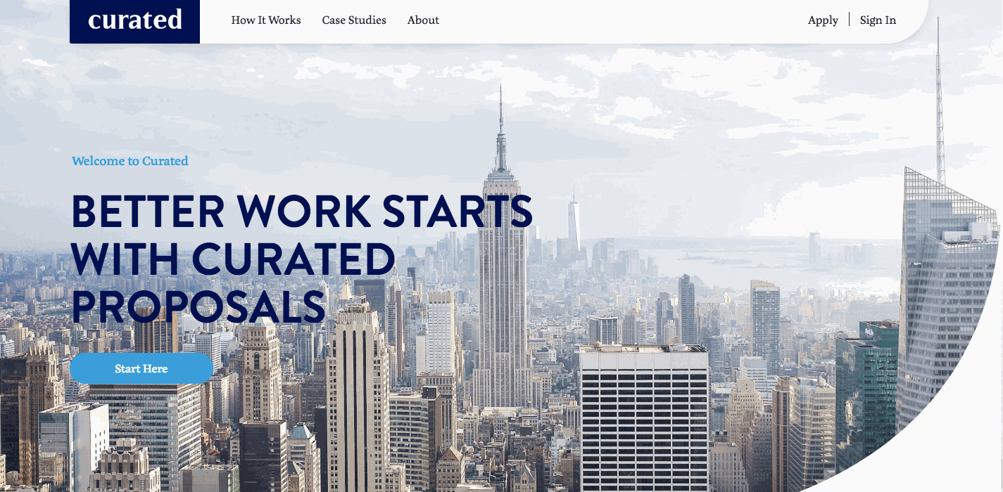 Scrolling through Curated's homepage.