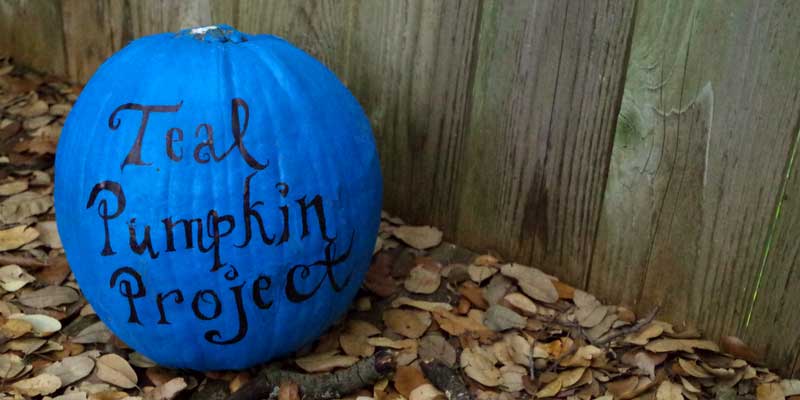 Teal pumpkin outside