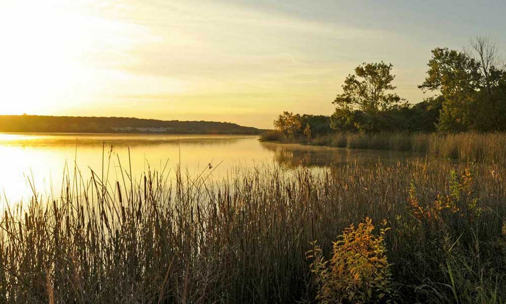 Texas fall at lake