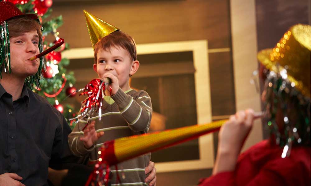 Family celebrating new years