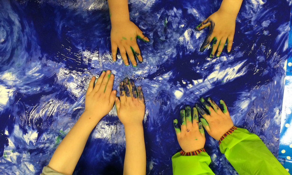 Children finger painting