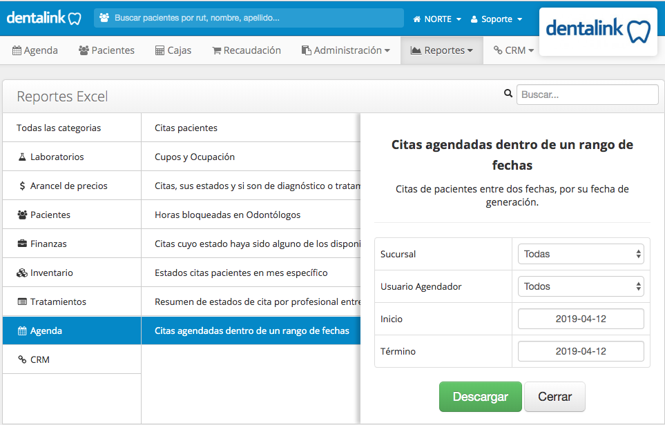 reporte dentalink citas generadas