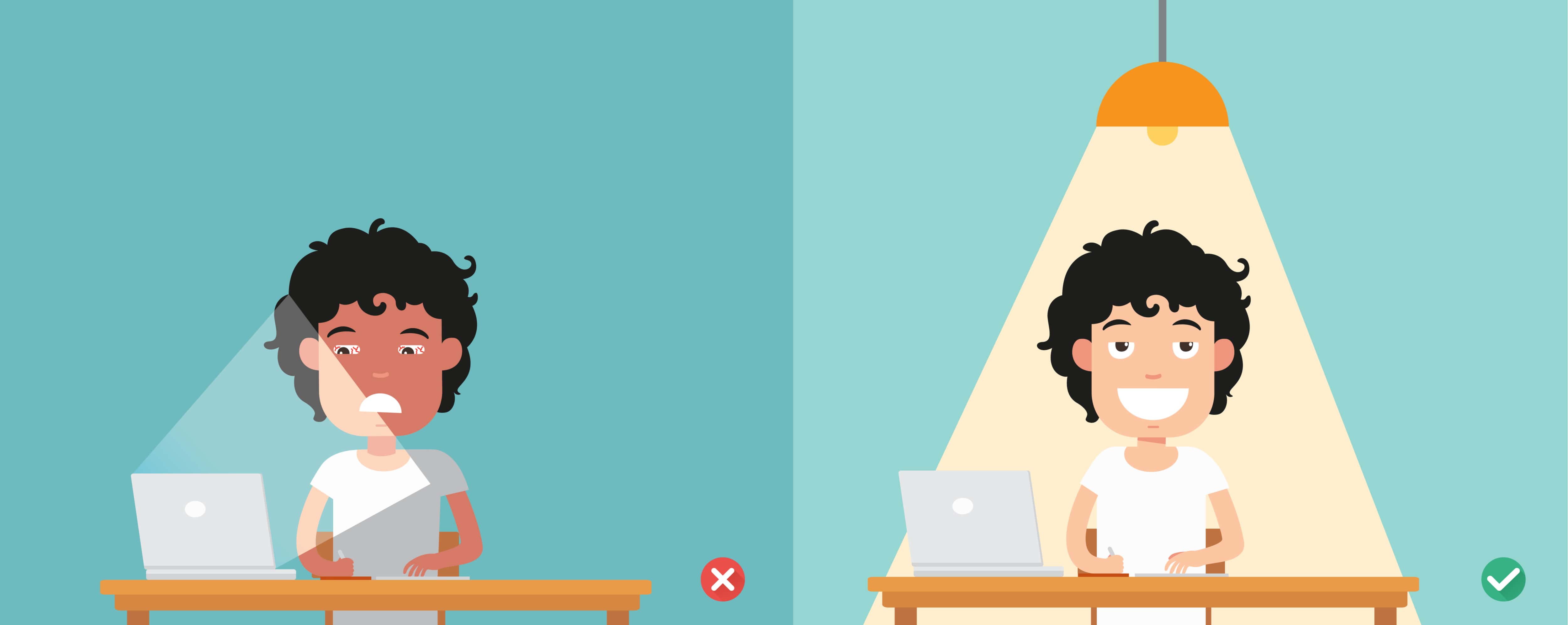 proper lighting for working on your laptop