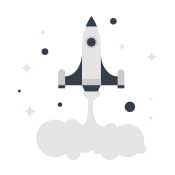 blue and white upward rocket