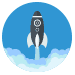 blue and white upward rocket