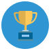 gold trophy with red ribbion