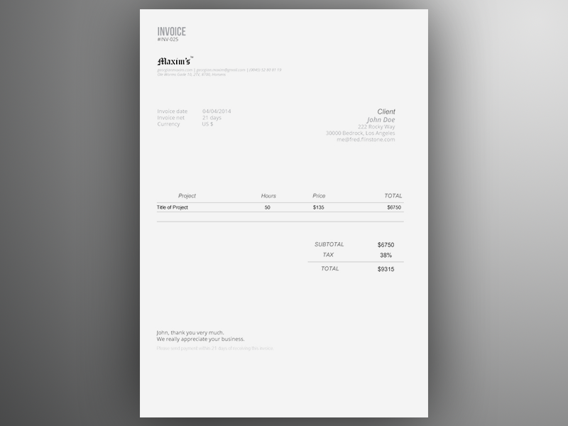 web design invoice template excel bonsai