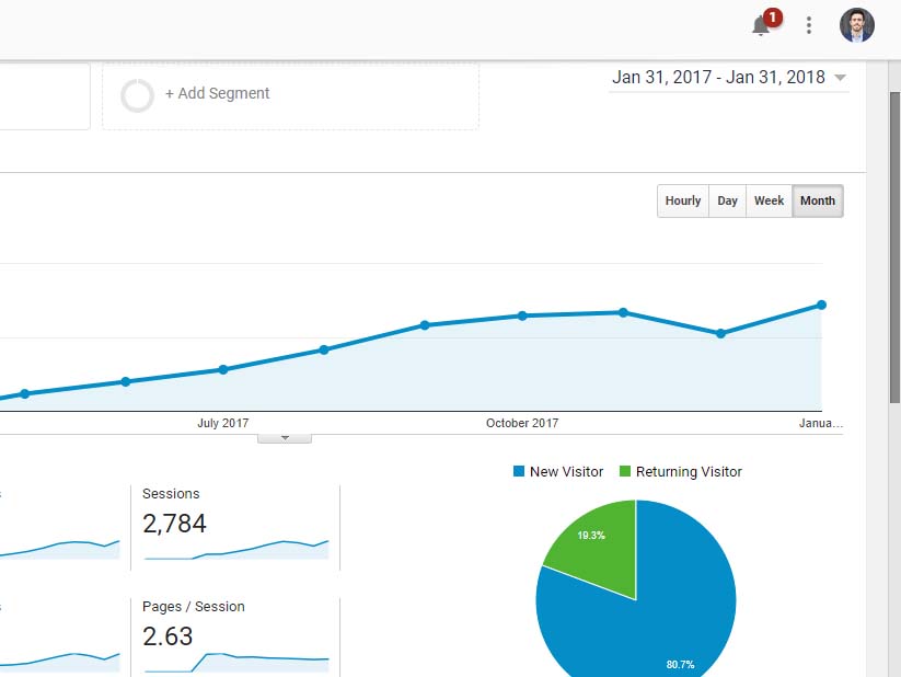 Increase in Organic Search Over Time