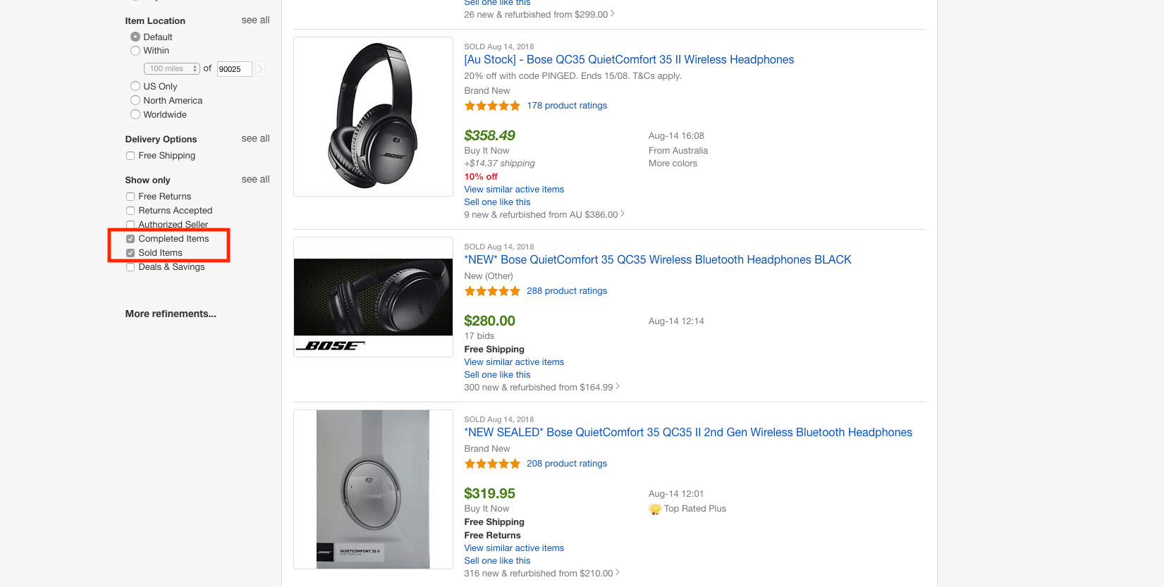 eBay Sold Items Search