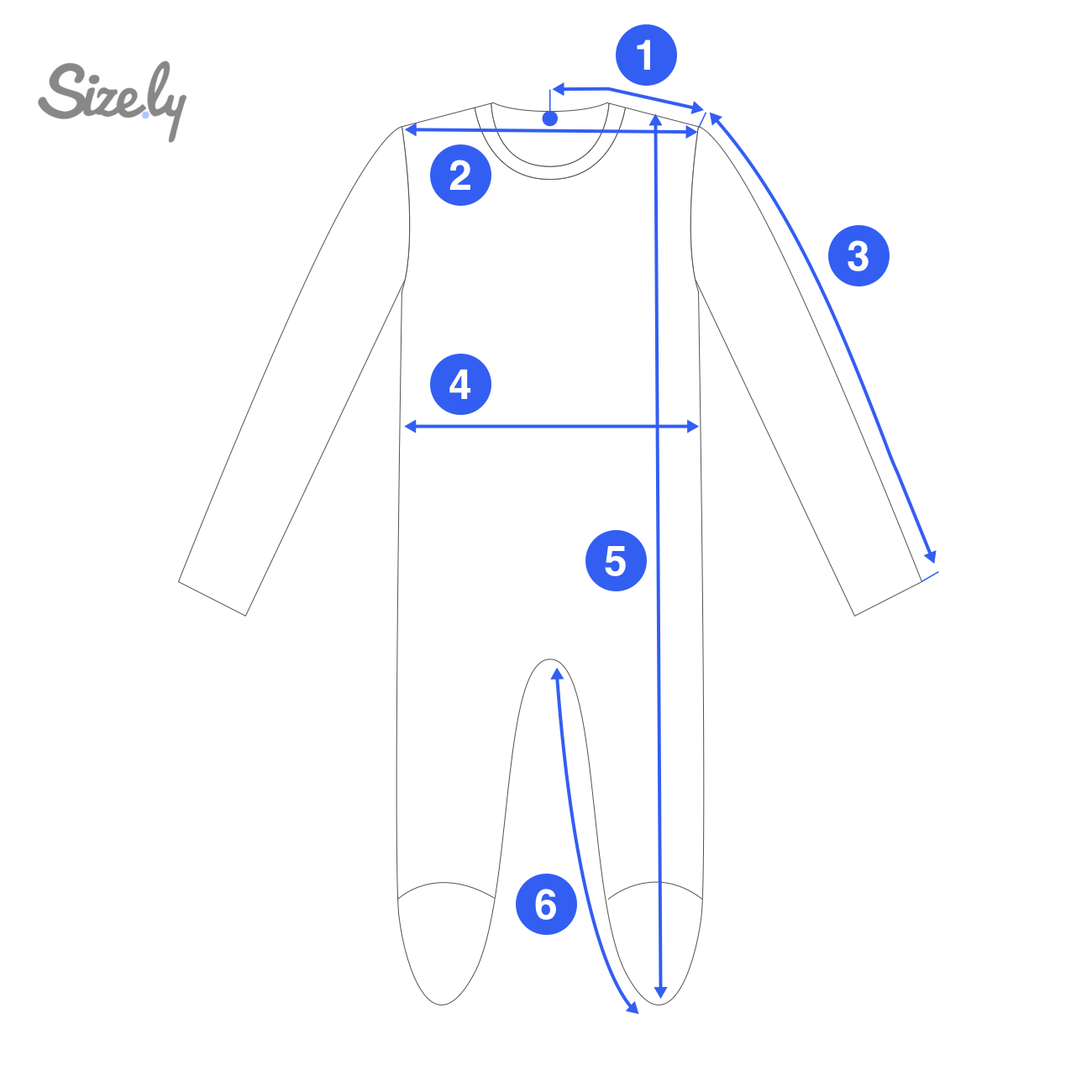 Measurement areas of a bodysuit