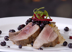 Duck with Blueberries served with Almond Rice Pilaf