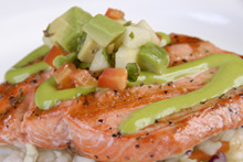 Char Grilled Wild Salmon with Apple Avocado Pico De Gallo