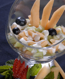 Tofu Ambrosia with Cantaloupe and Honeydew