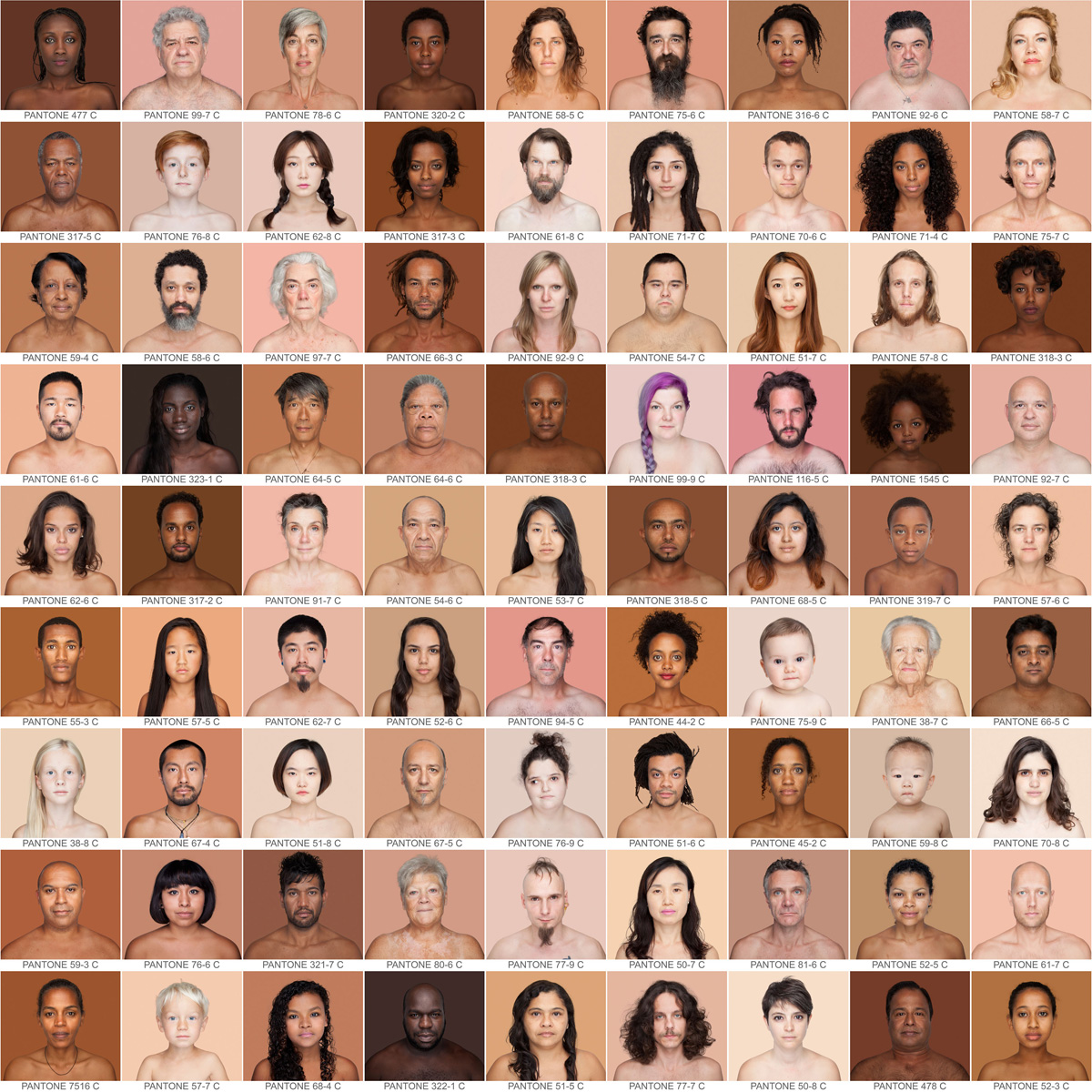 foto: Humanae / Angélica Dass, een mozaïek van portretten in sepia