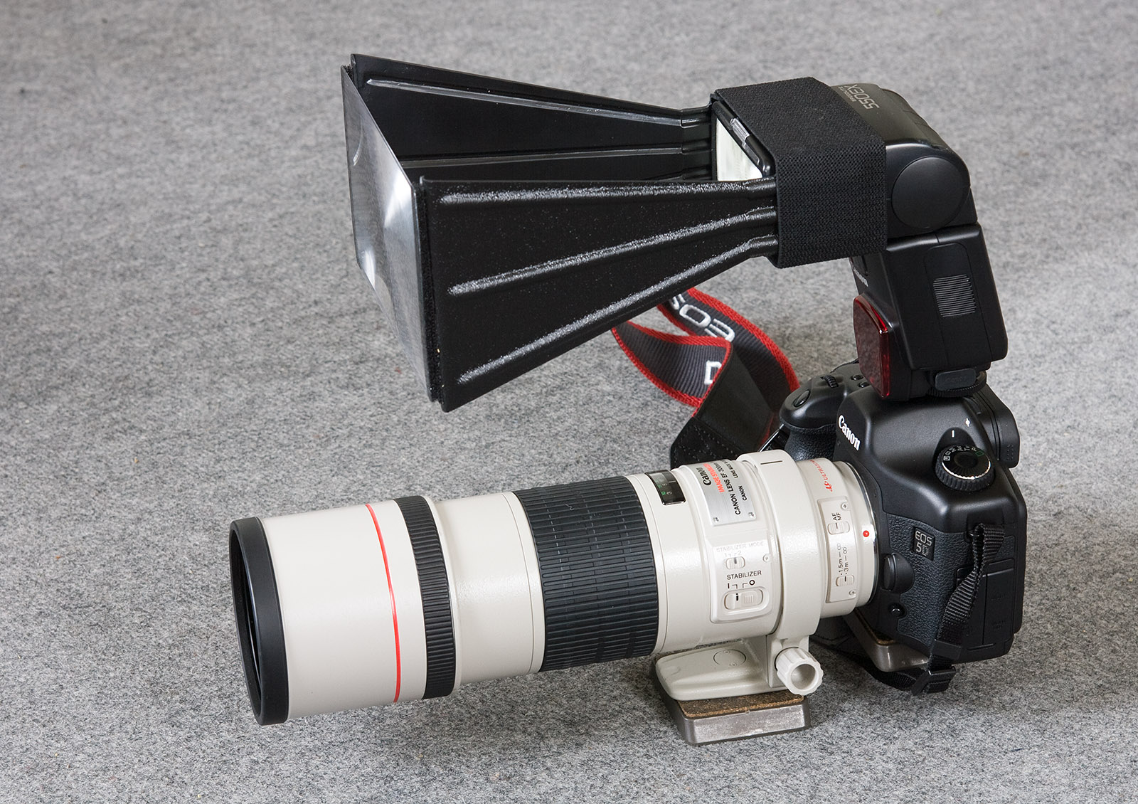 foto van Canon 5D, 550EX met een BetterBeamer