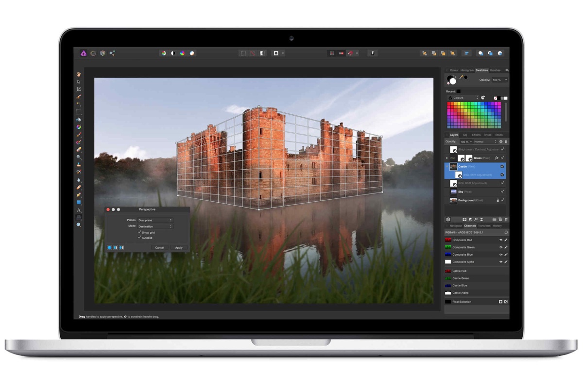beeldscherm met applicatie affinity photo