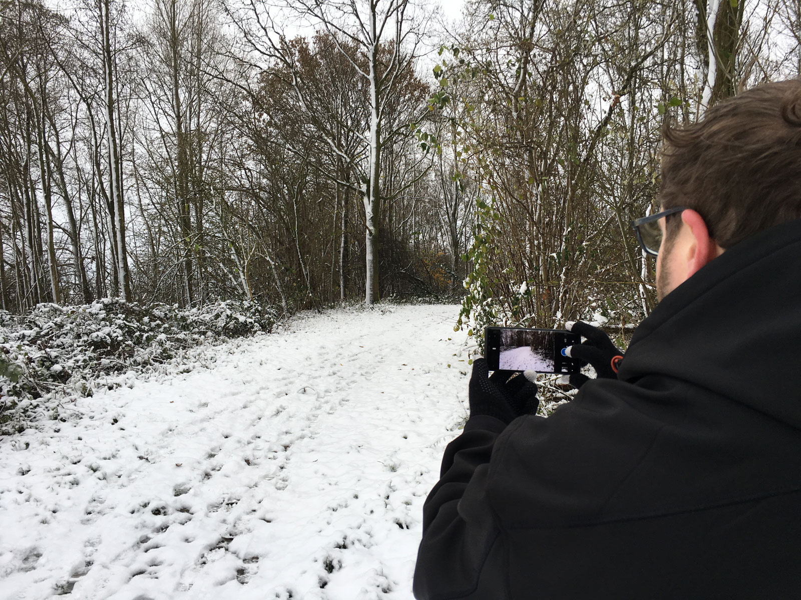 foto maken buiten in sneeuw