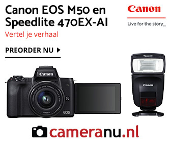 Canon Speedlite 470EX-AI flitser en EOS M50 systeemcamera bij cameraNU