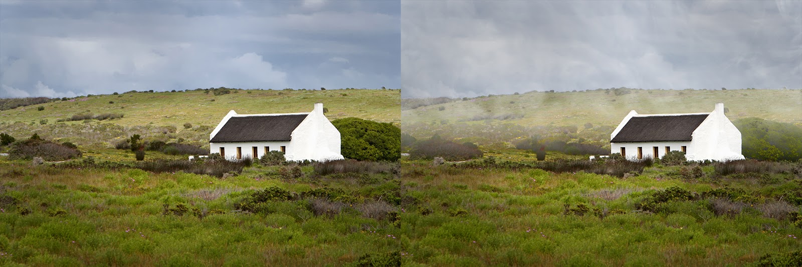 foto van twee beelden van huis in landschap bewerking in LandscapePro 3