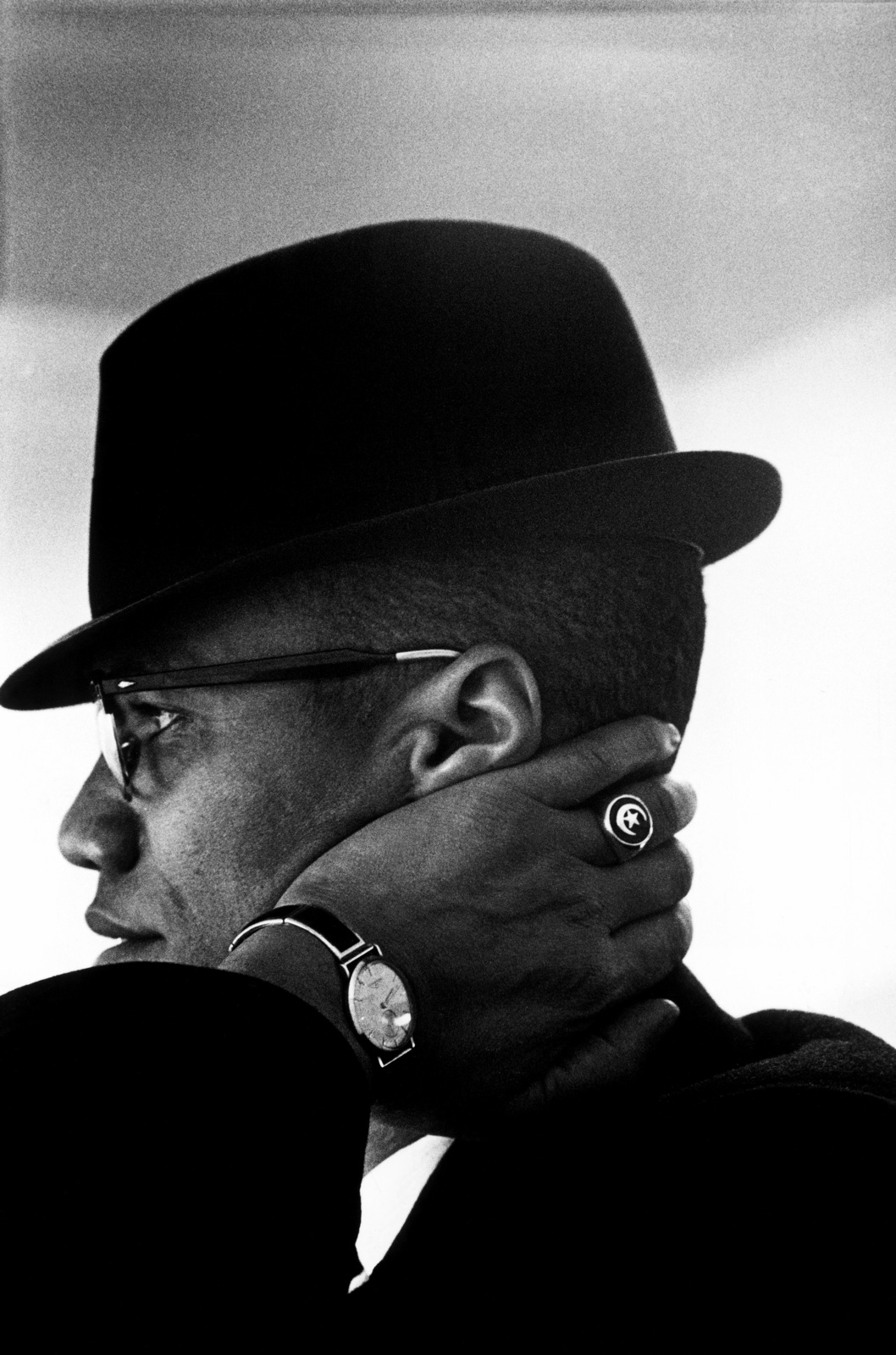 foto van Malcolm X door Eve Arnold, zwartwit portret