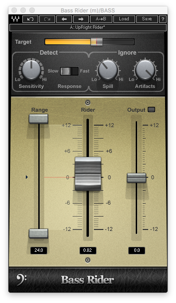A picture of Waves' Bass Rider plugin.