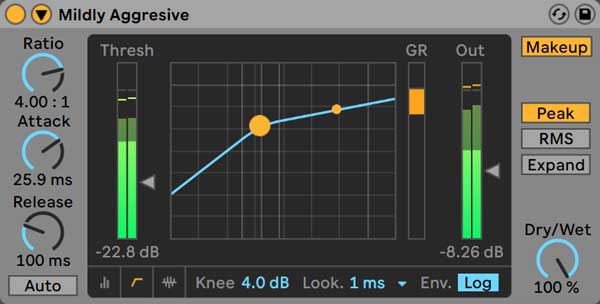 An image of Ableton's Compressor.