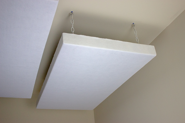 An image of a ceiling-mounted acoustic panel.