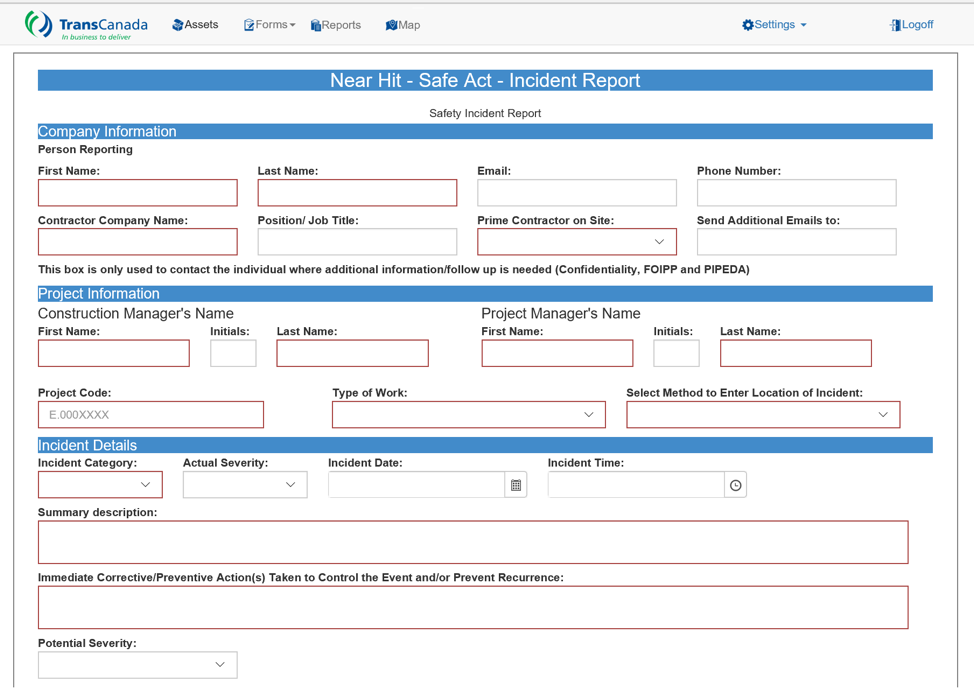 near hit safe act incident reporting business incident report form