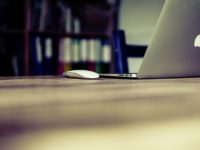 laptop and computer mouse