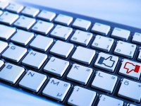 thumbs up thumbs down on computer keyboard keys
