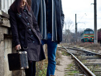 couple waiting for the train