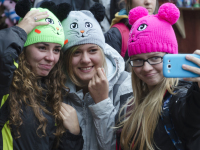 three people taking a selfie