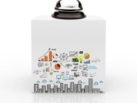 box with business plan on white background