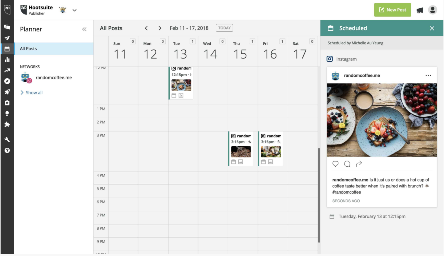 calendar on hootsuite