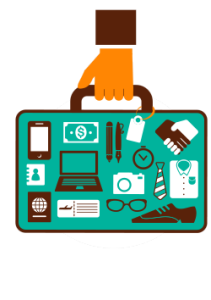 business vs leisure travel holding briefcase