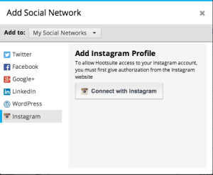 adding social network on hootsuite