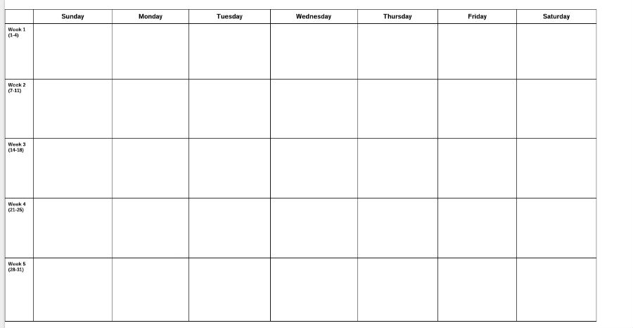 content calendar