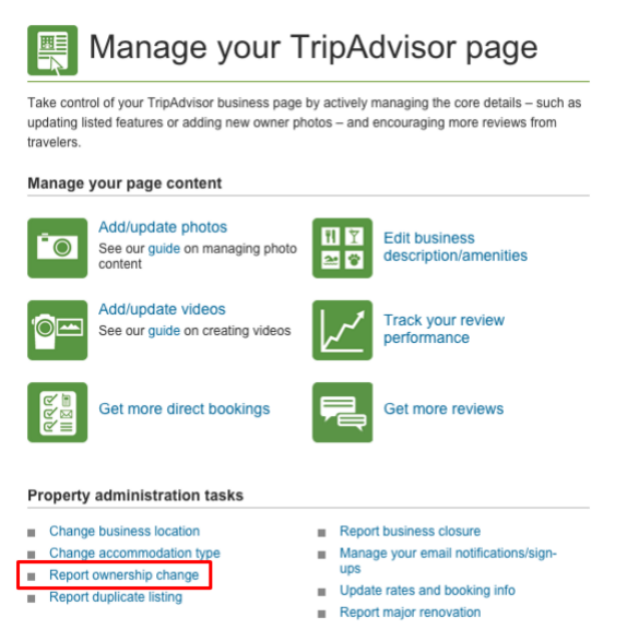 report ownership change tripadvisor business account