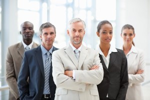 company standing together