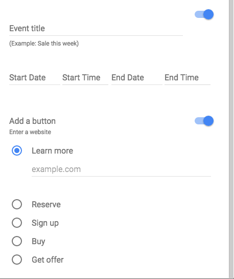 Google My Business Posts add event