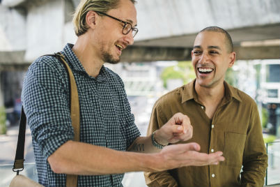 men laughing over a joke