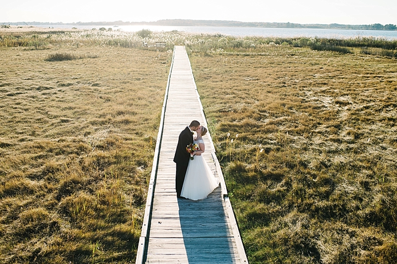 wedding couple on a pier