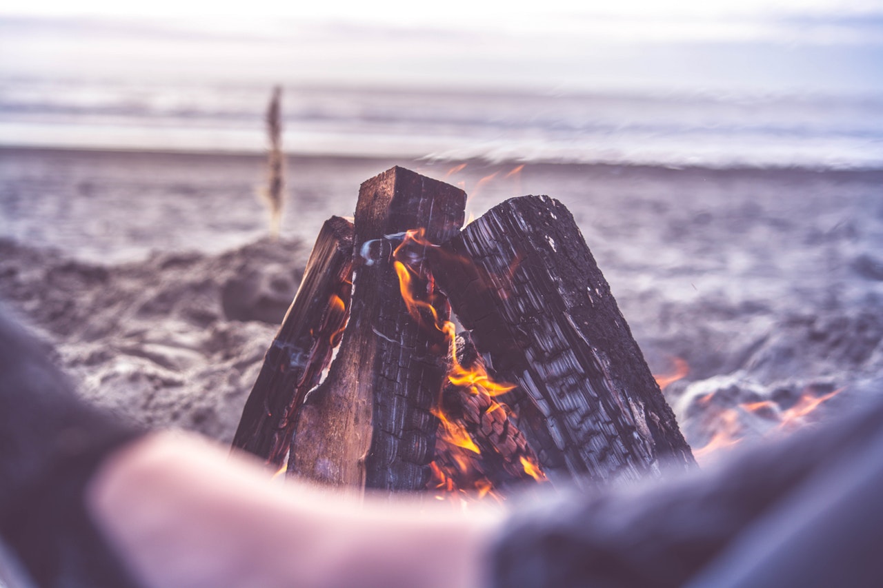 fireplace on a beach