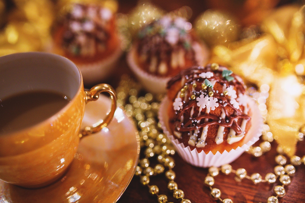 fancy teacup and muffin