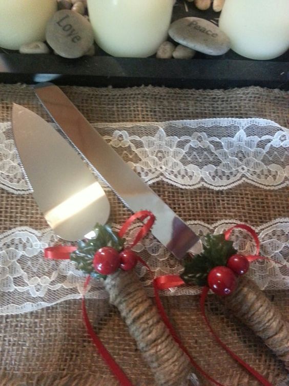 holly cake cutlery