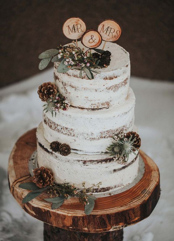 lightly frosted tiered wedding cake