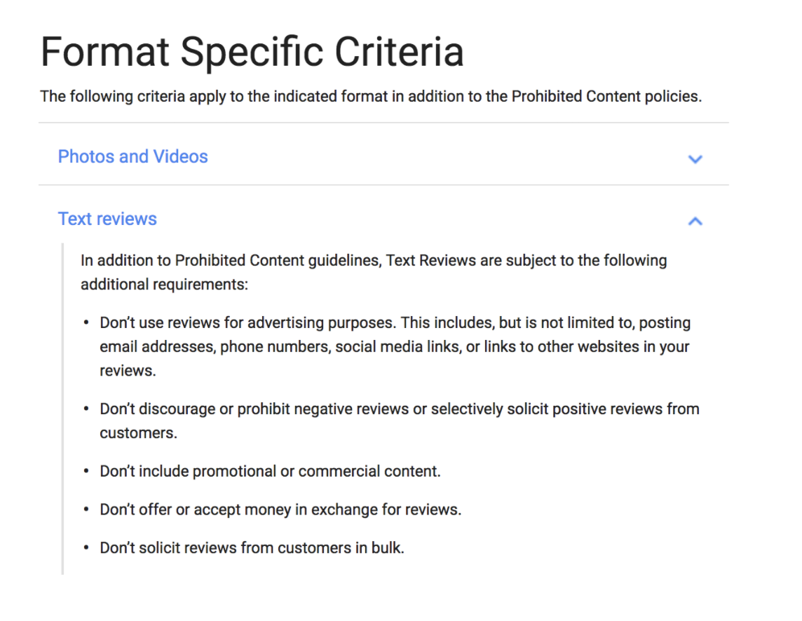 Google Review Policy