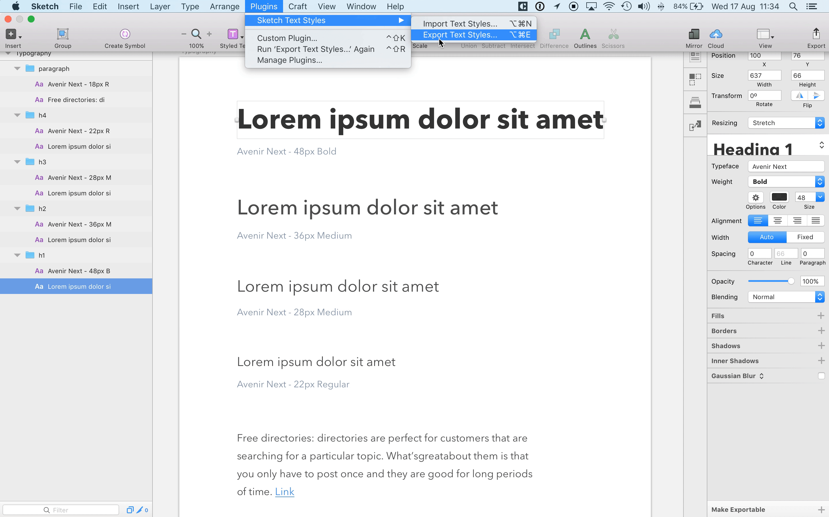 shared text styles sketch