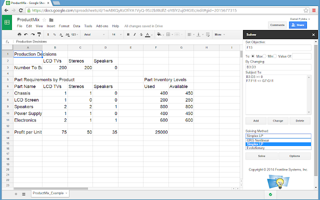 Solver for Google Sheets Add-on