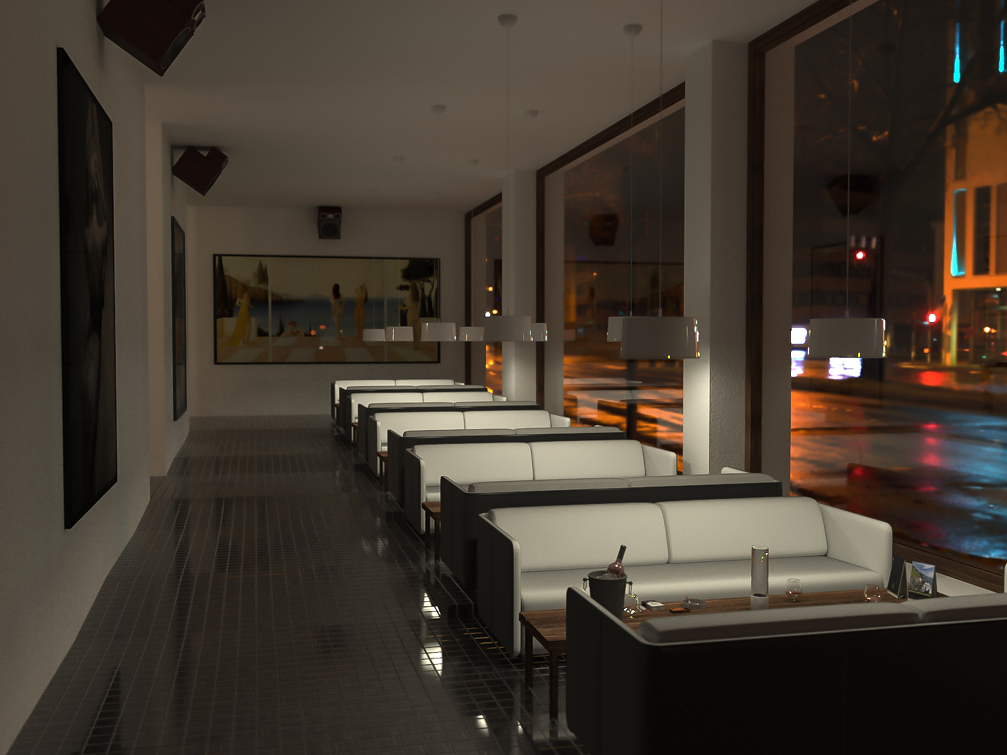 Interior rendering of a lounge